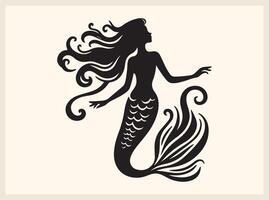 Whimsical Mermaid Silhouette for Ocean and Beach Projects vector