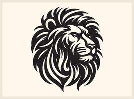 Majestic Lion Face Silhouette with Fierce Expression vector