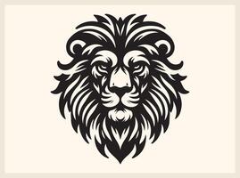 Bold Lion Face Silhouette with Sharp Details vector