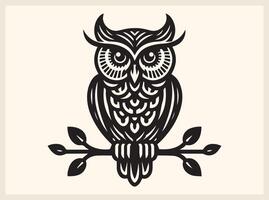 Owl Silhouette with Large Eyes and Pointed Ears vector