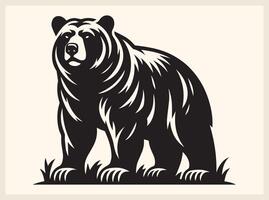 Fierce Wild Bear Silhouette Roaming in the Wilderness vector
