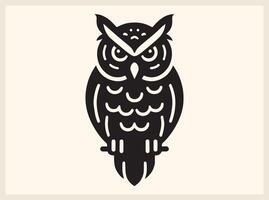 Mysterious Owl Silhouette Sitting on a Branch vector