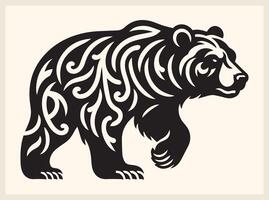 Bold Wild Bear Silhouette with Raised Paws vector