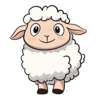 cute cartoon sheep with fluffy wool and friendly expression, ideal for children illustrations or farm themed designs. This adorable character brings joy and warmth vector