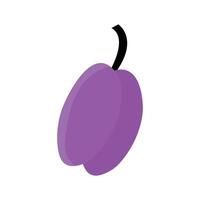 Simple doodle illustration of a purple plum with black stem isolated vector