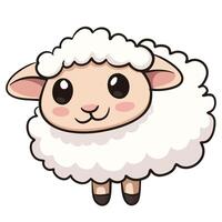 cute cartoon sheep with fluffy wool and cheerful expression, perfect for children illustrations or farm themed vector