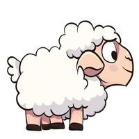 cute cartoon sheep with fluffy white wool and playful expression. This adorable character is perfect for children illustrations, farm themes, or educational materials vector