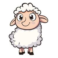 cute cartoon sheep with big eyes and fluffy wool, smiling happily. This adorable character is perfect for children illustrations and playful designs vector