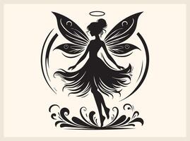 Enchanted Fairy Silhouette with Tinkerbell-Inspired Style vector