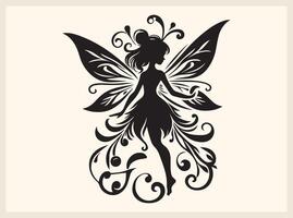 Fairy Silhouette in a Beautiful, Mystical Setting vector