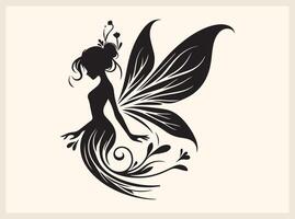 Mystical Fairy Silhouette with Sparkling Wings vector