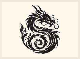Detailed Dragon Silhouette with Sharp Claws and Tail vector