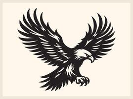 Powerful Eagle Silhouette Soaring High with Majestic Wings Spread vector