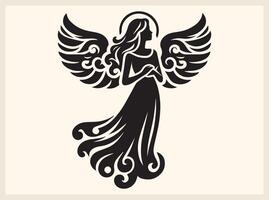 Angel Silhouette in Prayer with Folded Hands vector
