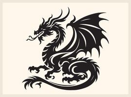 Strong Dragon Silhouette with Sharp Claws vector