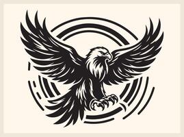 Realistic Eagle Silhouette Gliding Through the Air vector