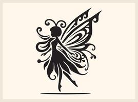 Silhouette of a Fairy with Sparkling Wings and Gentle Pose vector