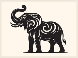 Majestic Elephant Silhouette with Large Ears and Trunk vector