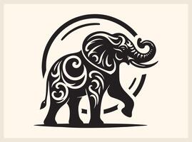 Powerful Elephant Silhouette Standing Tall in the Wild vector