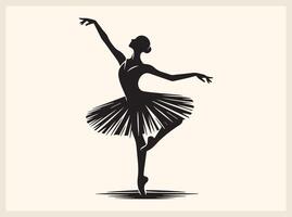 Elegant Ballet Dancer Silhouette in Graceful Pose vector