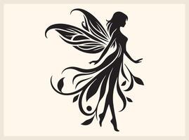 Elegant Fairy Silhouette in a Whimsical Pose vector