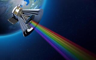3D model of the Space telescope created to cosmic map in 102 infrared colors. photo