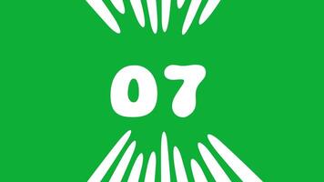 Countdown from number 10 with blunt line animation and green background video
