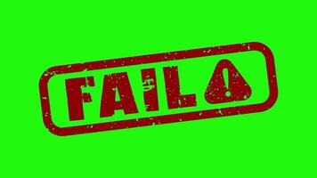 failed design is red with a spotting effect and a green screen video