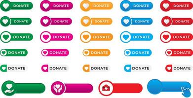 donation button template with heart, giving with hand, keep safe and heart in letter cover, with button click hand abstract editable template for web, banners, events vector
