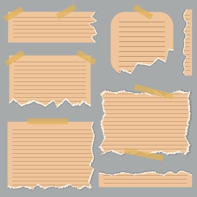 set of realistic stickers in line with torn edges