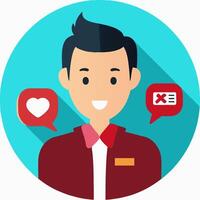 A man with a heart and speech bubbles vector