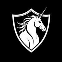 Unicorn angry in shield vector