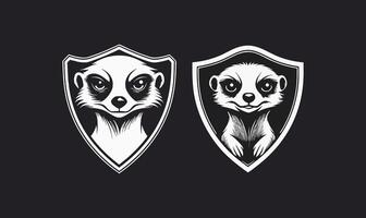 Meerkat angry in shield vector