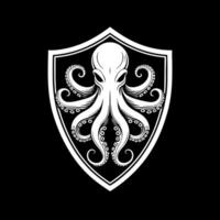 Octopus angry in shield vector