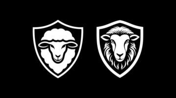 Sheep angry in shield vector