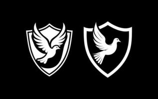 Dove angry in shield vector