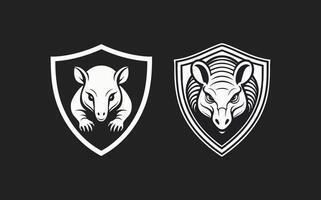 Armadillo angry in shield vector