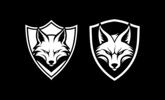 Fox angry in shield vector