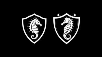 Seahorse angry in shield vector