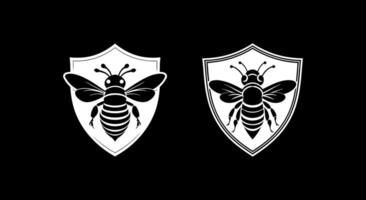 Bee angry in shield vector