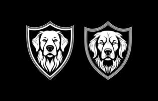 Golden Retriever angry in shield vector