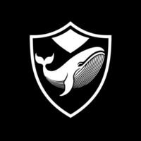 Whale angry in shield vector