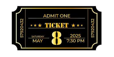 Ticket template for a movie or concert vector