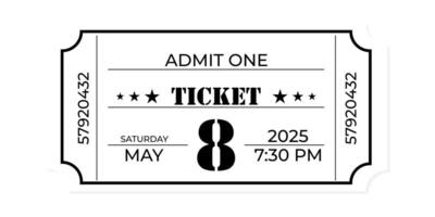 Vintage Event Ticket Admit One Text vector