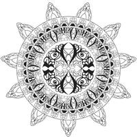 Beautiful black and white mandala illustration with intricate patterns, perfect for coloring or decoration. vector