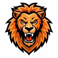 Lion head line art sticker and logo template. vector