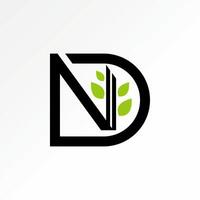 Logo design graphic concept creative premium stock image sell top initial ND or DN font plant stalk leaves leaf to nature monogram typography vector
