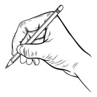 A pencil is being held by a hand vector