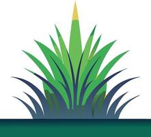 Stylized grass illustration, geometric shapes, vibrant green and blue colors, minimalist design, sharp edges, abstract plant representation vector
