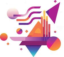 Abstract geometric shapes, vibrant gradient colors, minimalist design, purple and orange tones vector